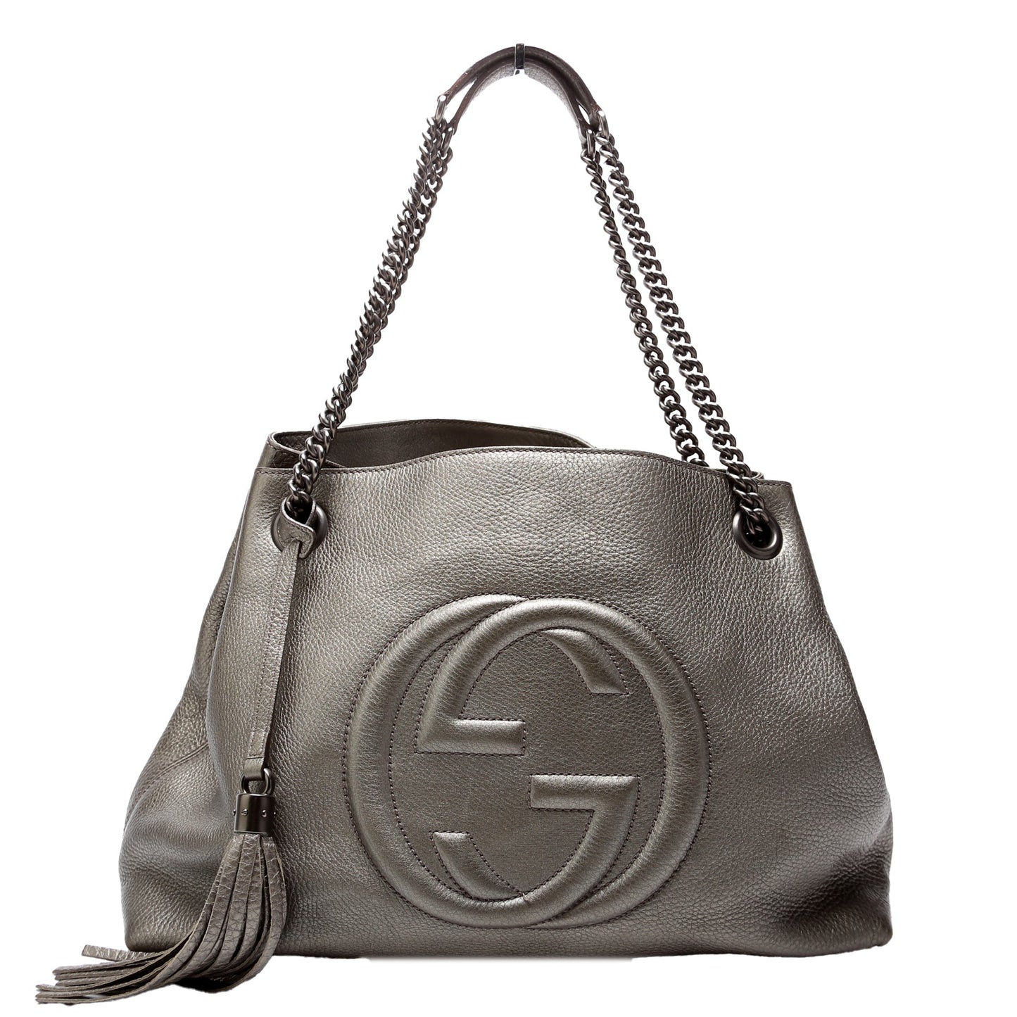 308982 Soho Leather Shoulder Medium Grey
