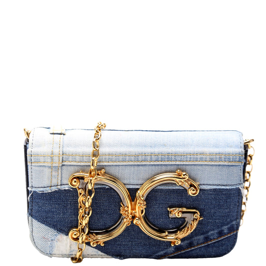 DG Girls Denim Small Crossbody Blue/Gold