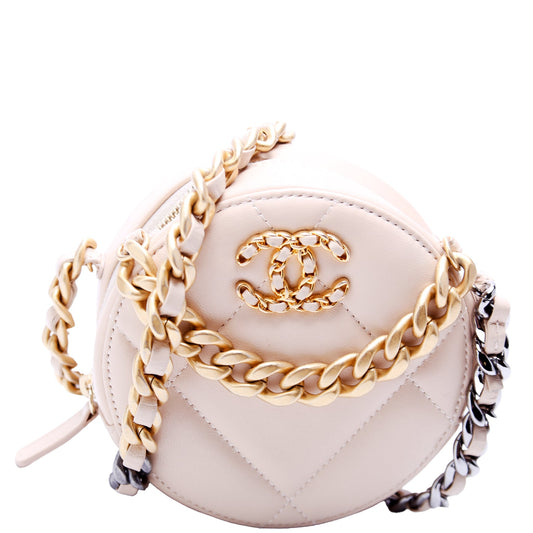 Chanel 19 Round Clutch Goatskin 2M Tan