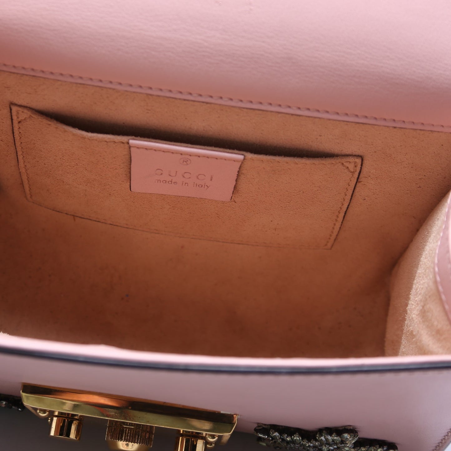432182 Padlock Embroidered Star Leather Small Pink