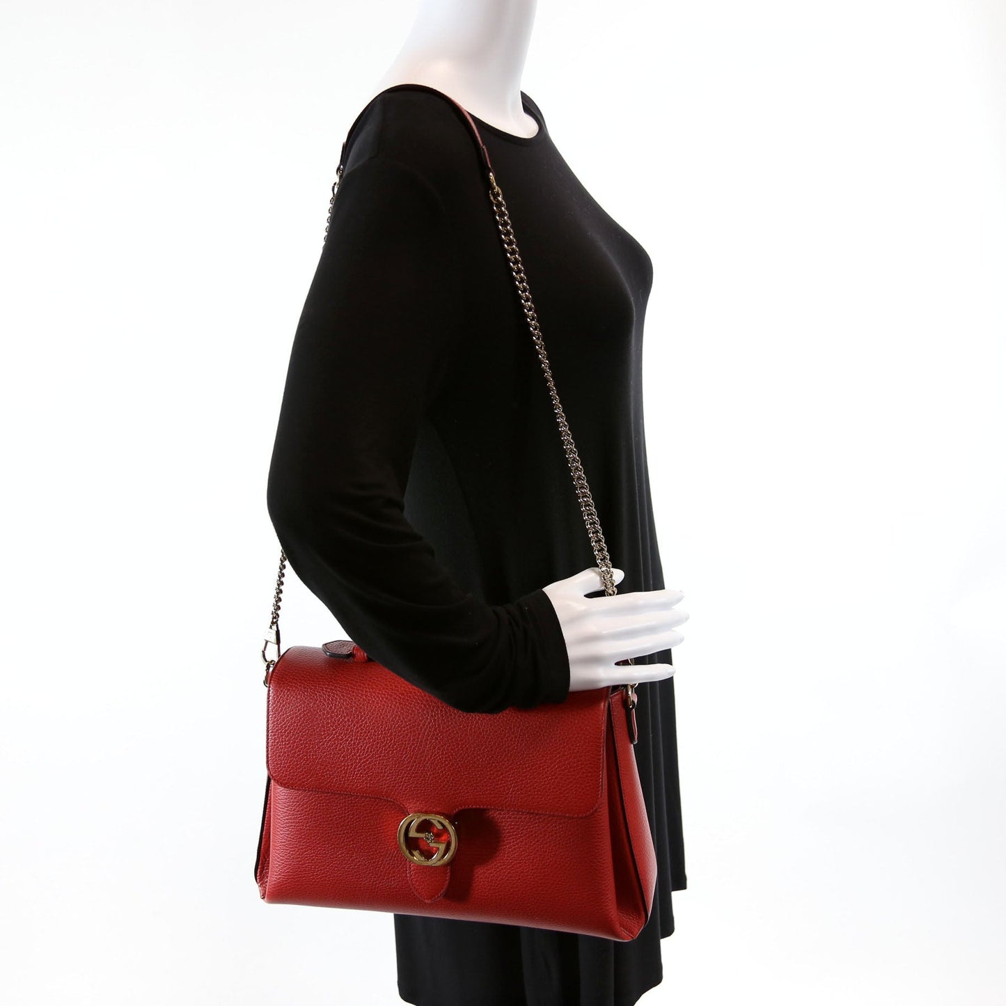 510306 Large Interlocking GG Shoulder Bag Red