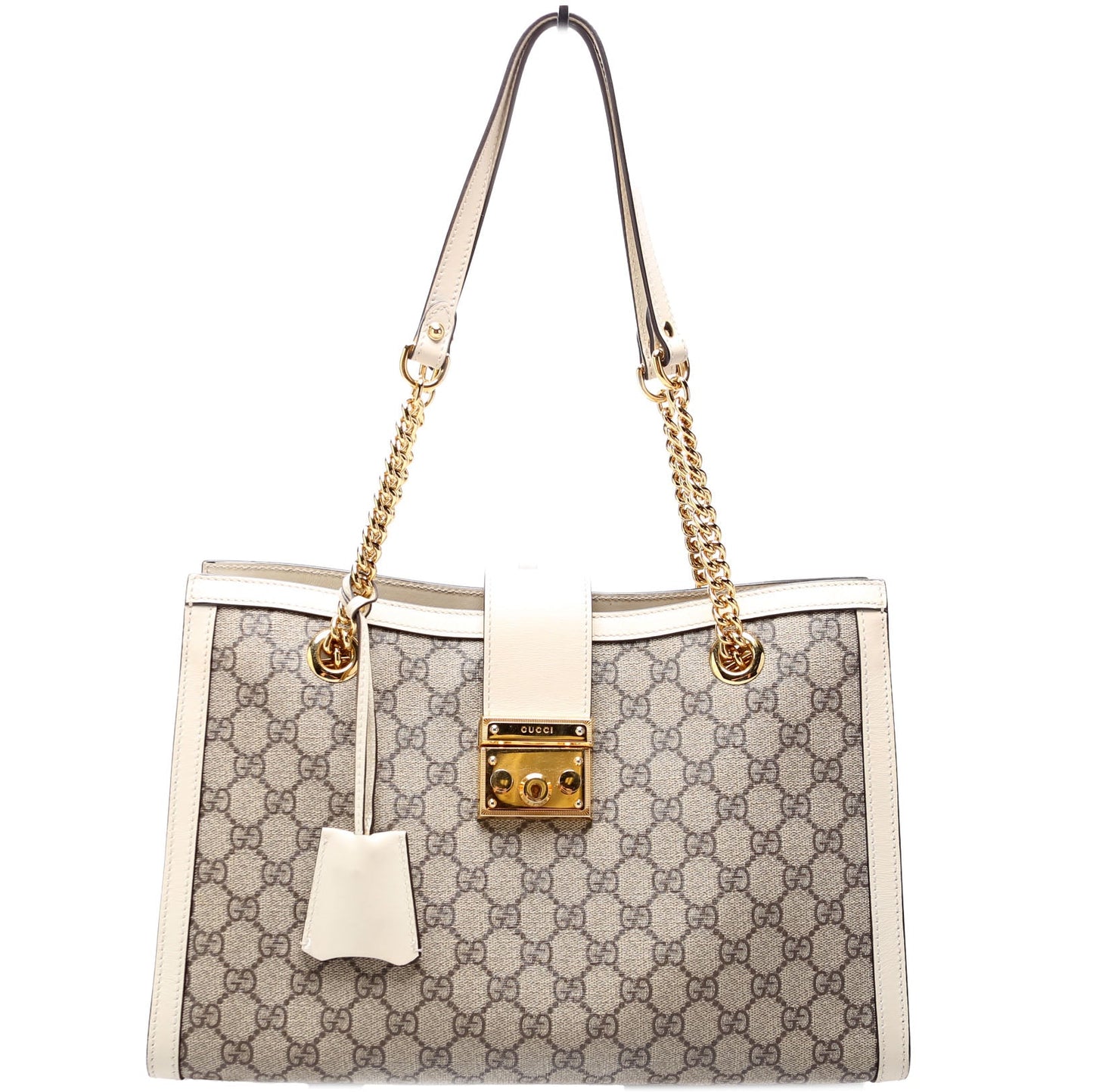 479197 Padlock GG Shoulder Medium White