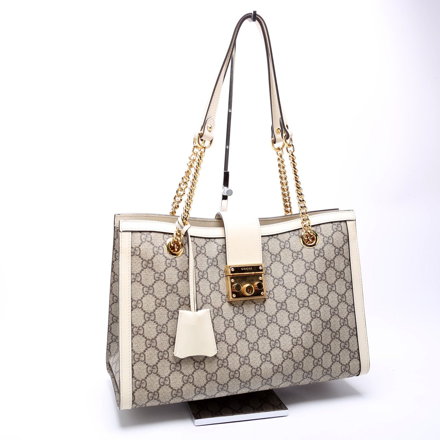 479197 Padlock GG Shoulder Medium White