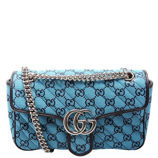 443497 Marmont GG Canvas Shoulder Small Flap Blue