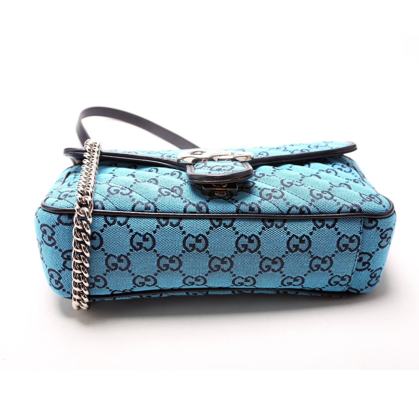 443497 Marmont GG Canvas Shoulder Small Flap Blue