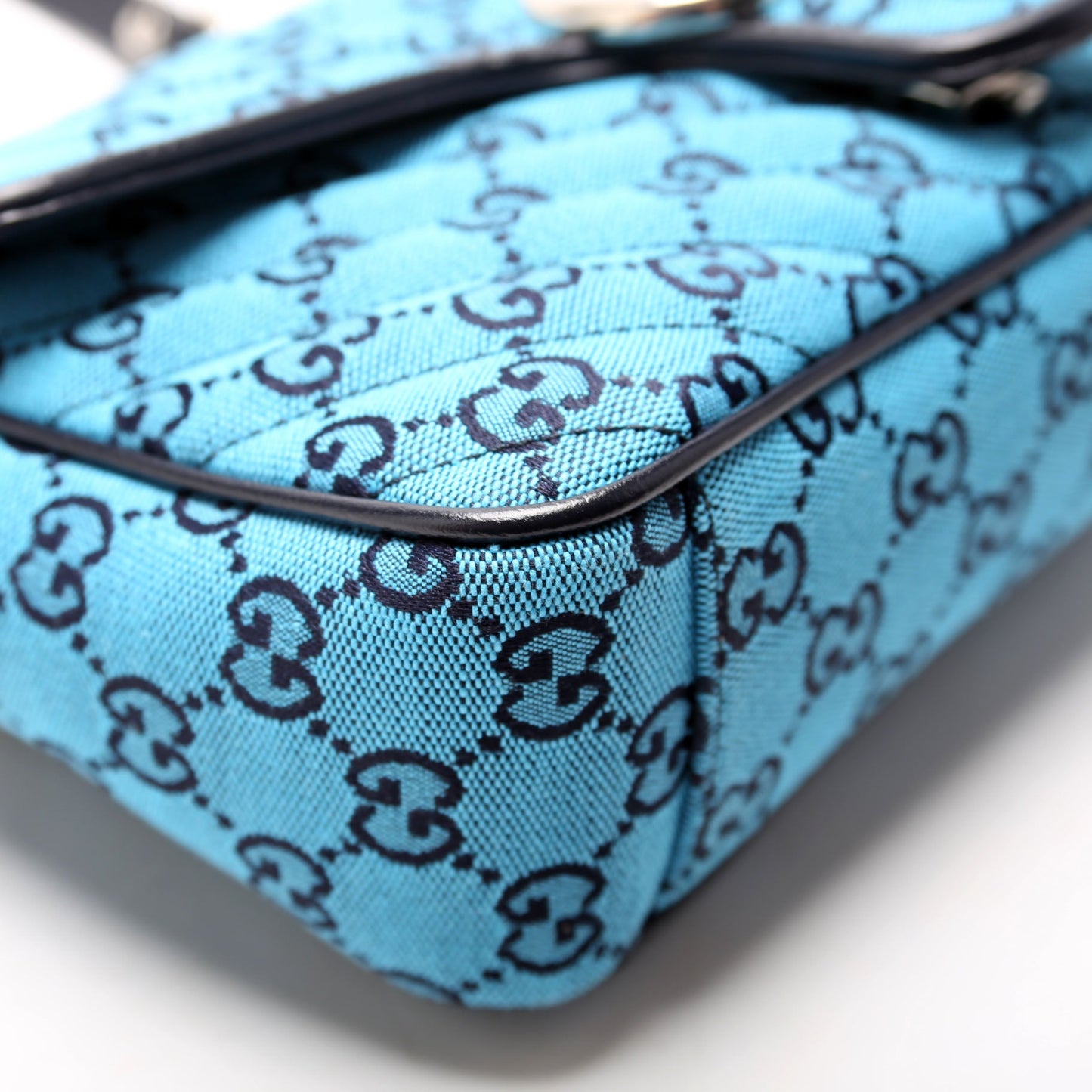 443497 Marmont GG Canvas Shoulder Small Flap Blue