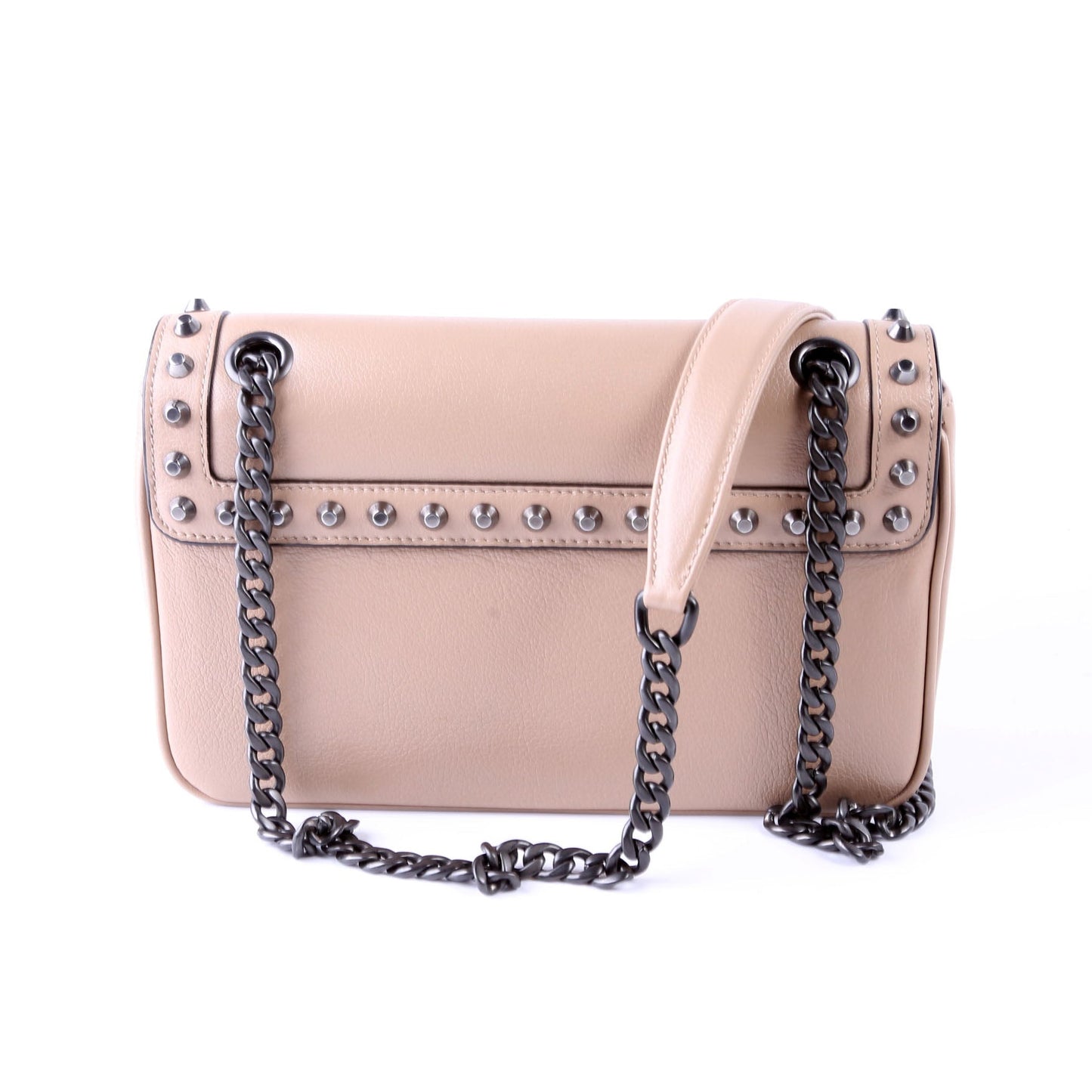 Glace Calfskin Studded Crossbody Tan