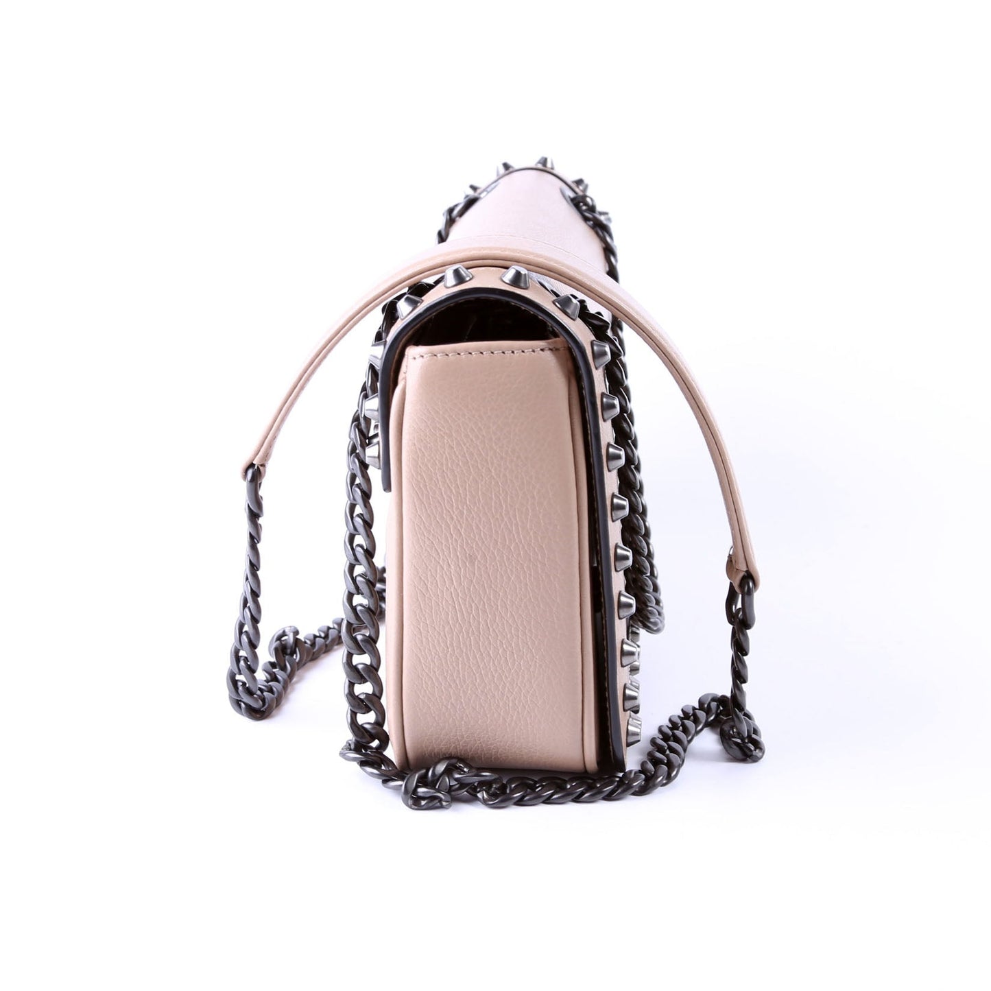 Glace Calfskin Studded Crossbody Tan