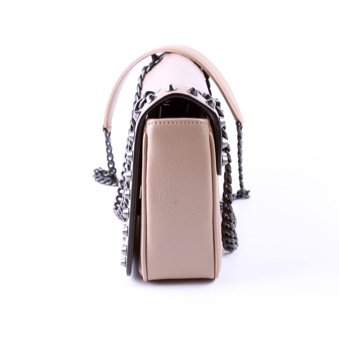 Glace Calfskin Studded Crossbody Tan