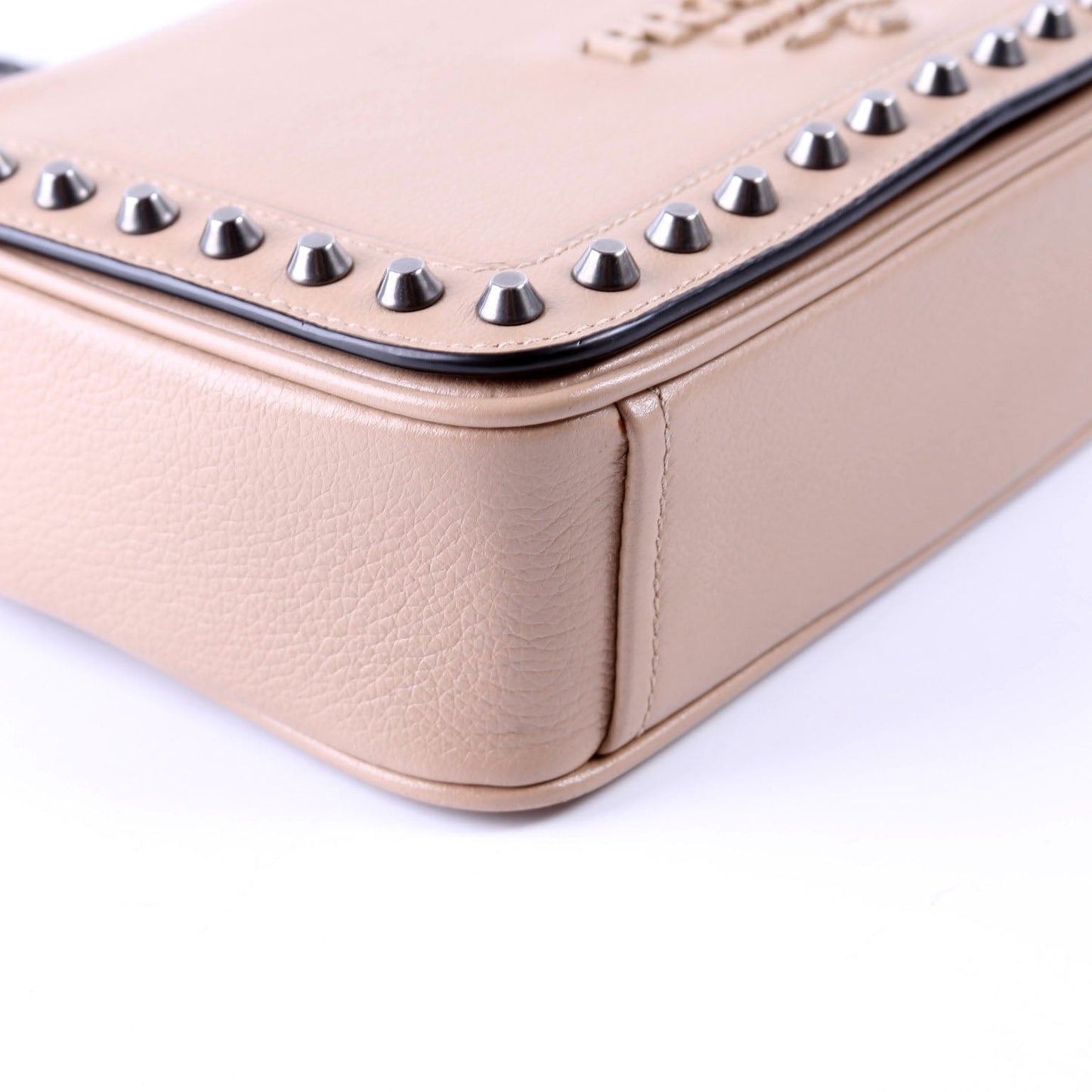 Glace Calfskin Studded Crossbody Tan