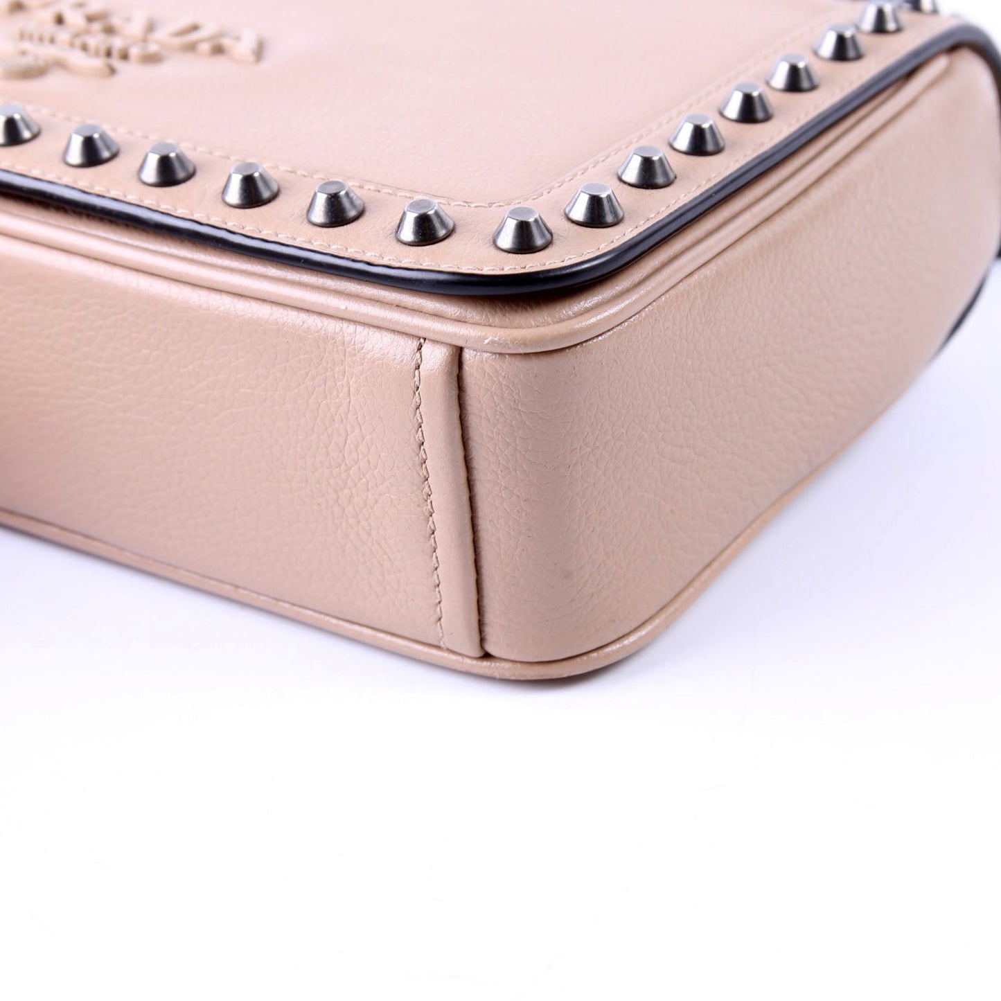 Glace Calfskin Studded Crossbody Tan