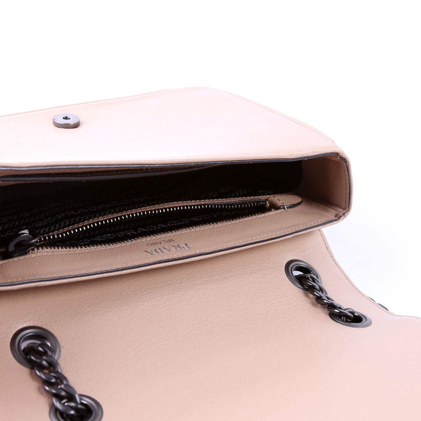 Glace Calfskin Studded Crossbody Tan