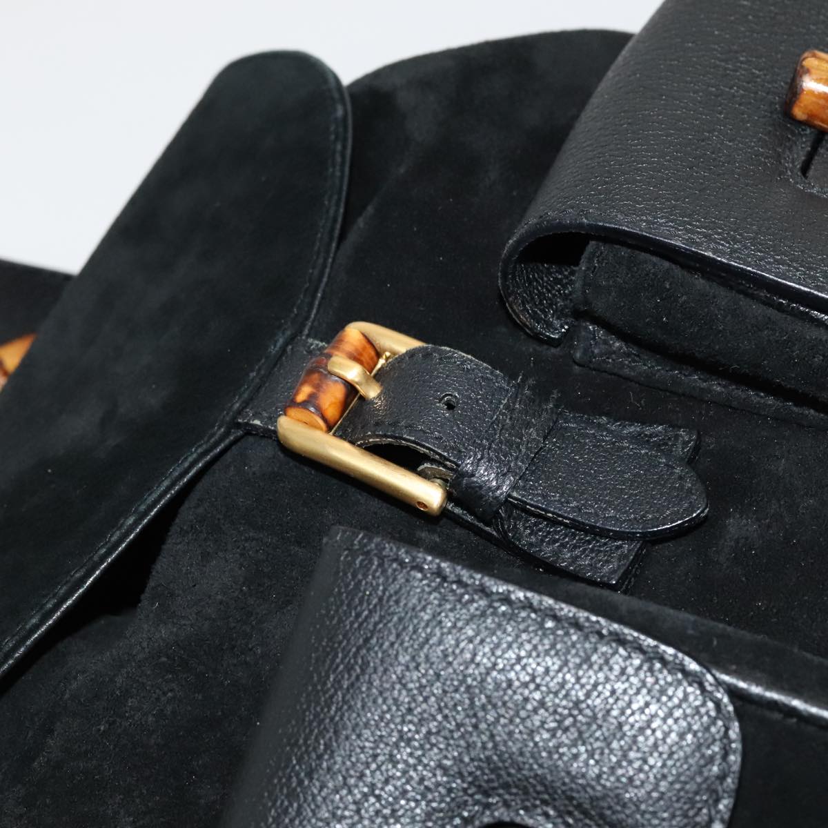 Gucci Bamboo Black Suede Backpack Bag
