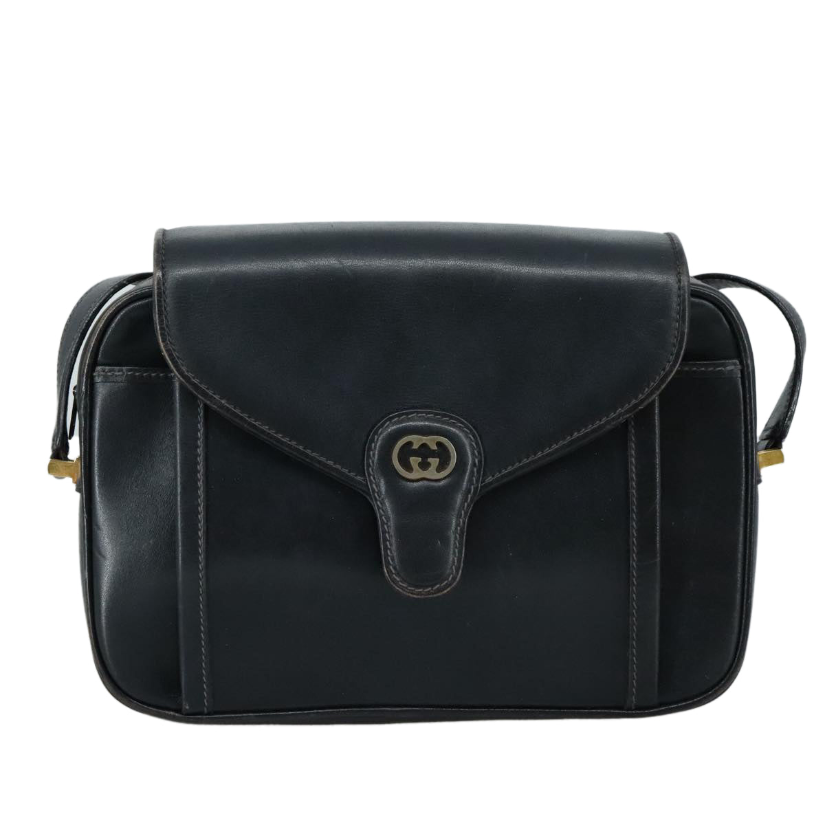 Gucci Interlocking G Navy Leather Shoulder Bag