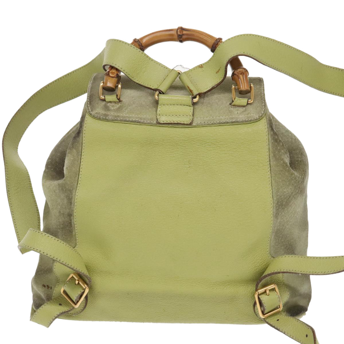 Gucci Bamboo Green Suede Backpack Bag
