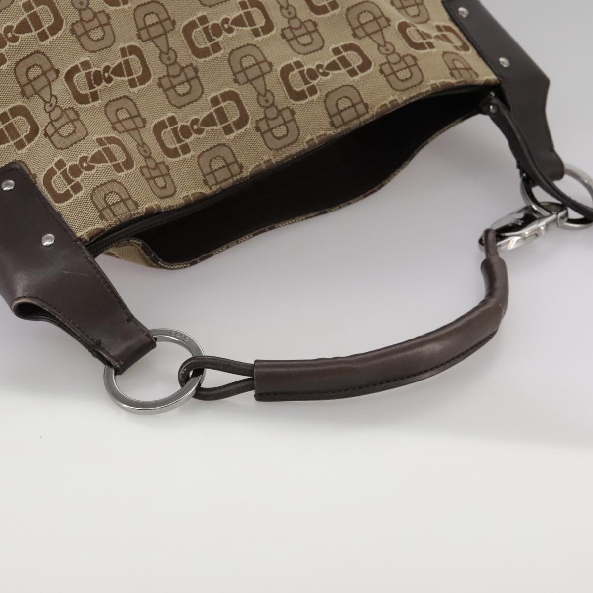 Gucci Horsebit Brown Canvas Handbag
