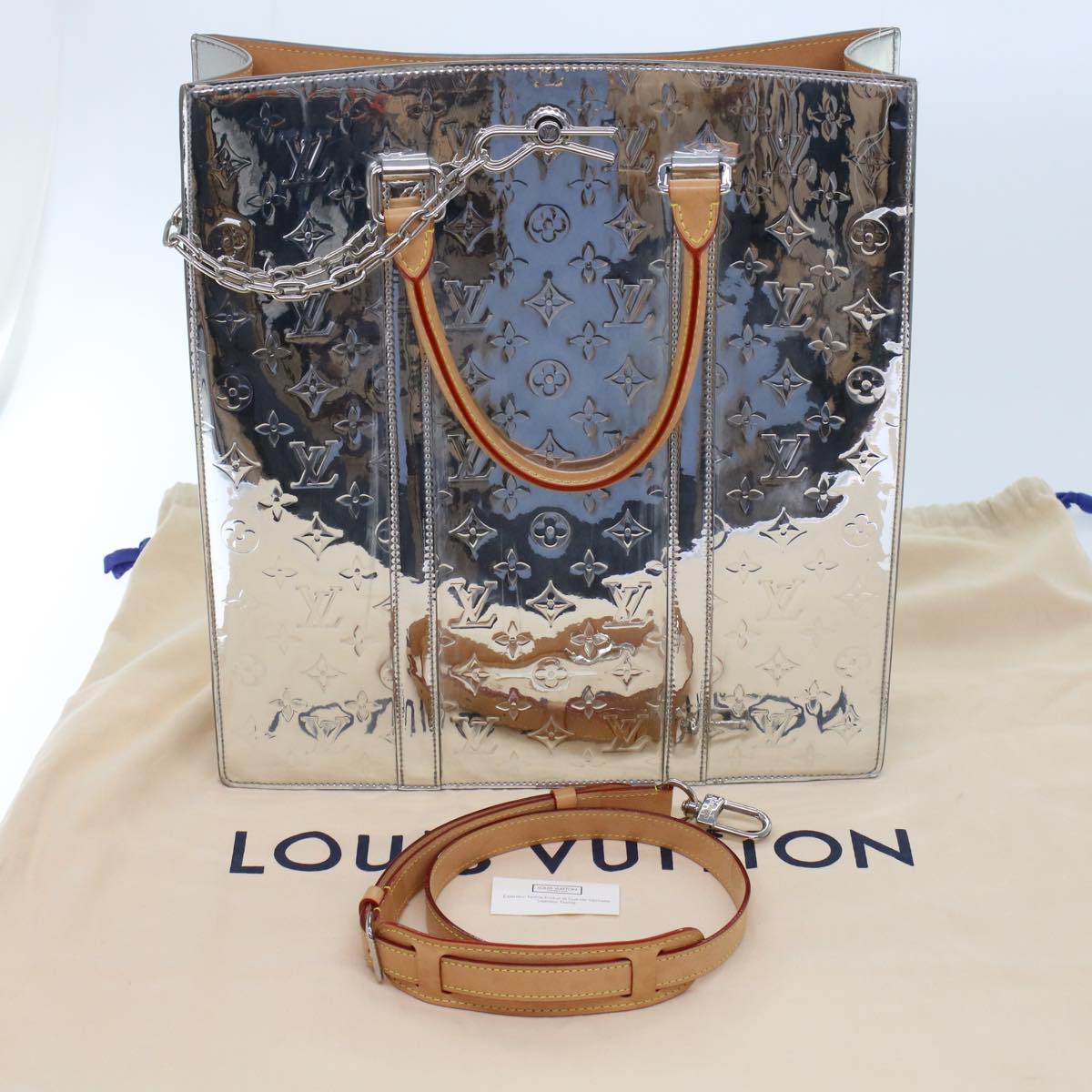 Louis Vuitton Sac Plat Silver Canvas Handbag
