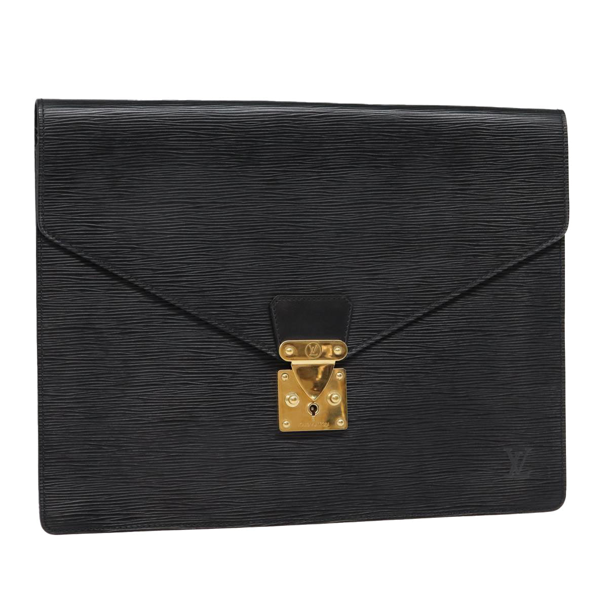 Louis Vuitton Senateur Black Leather Briefcase Bag