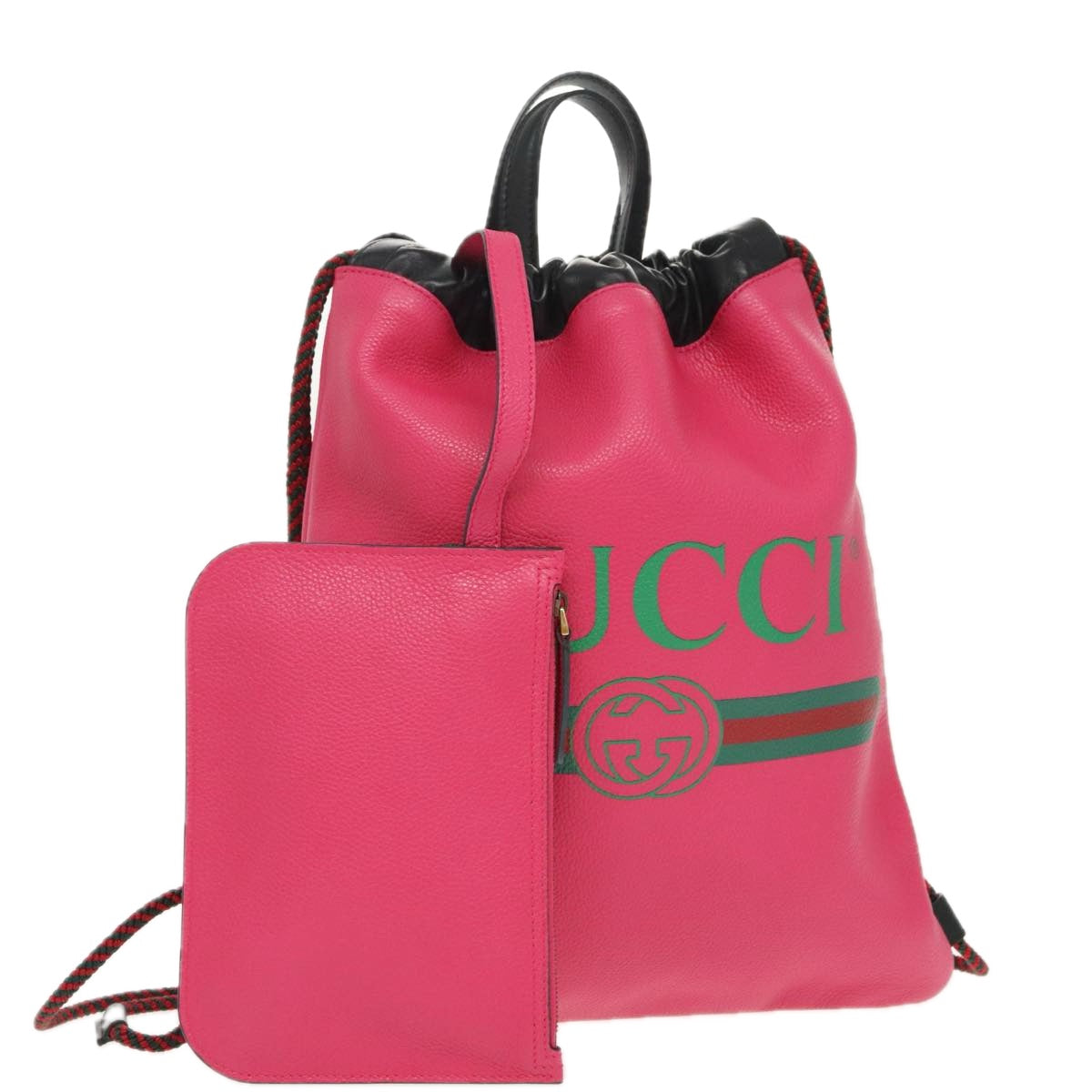 Gucci Drawstring Pink Leather Backpack Bag