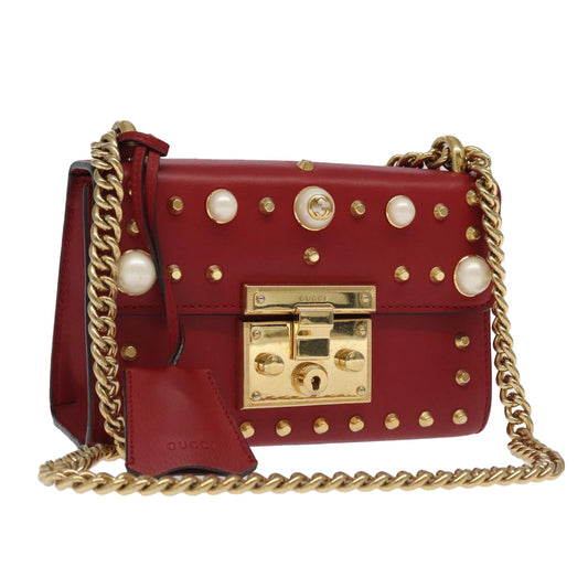 Gucci Padlock Red Leather Shoulder Bag ()