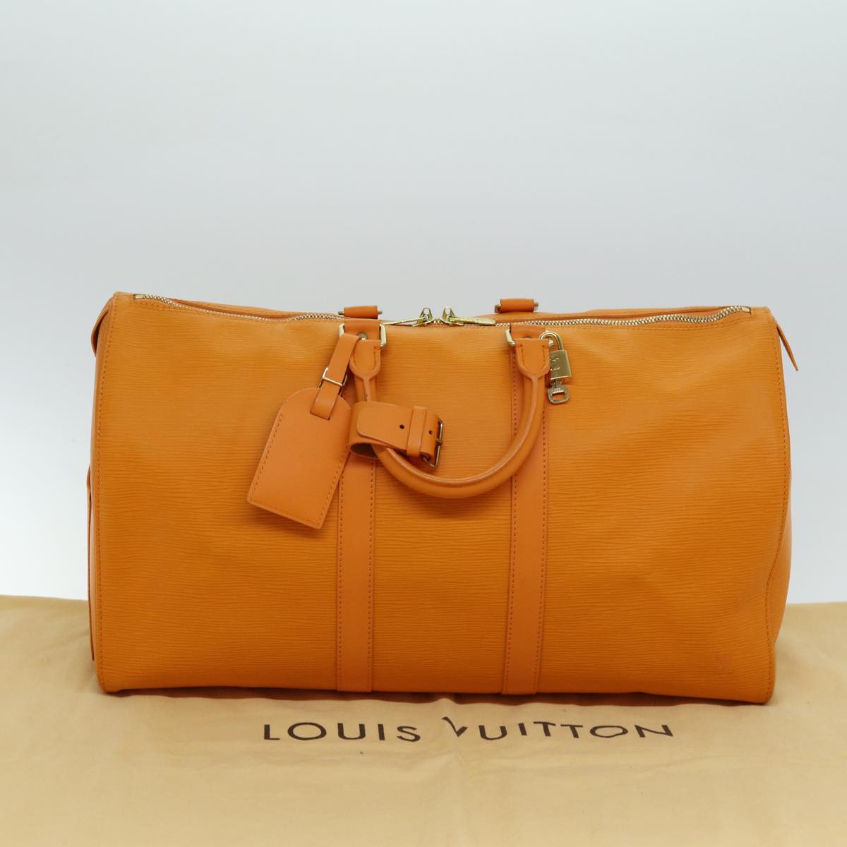 Louis Vuitton Keepall Orange Leather Travel Bag