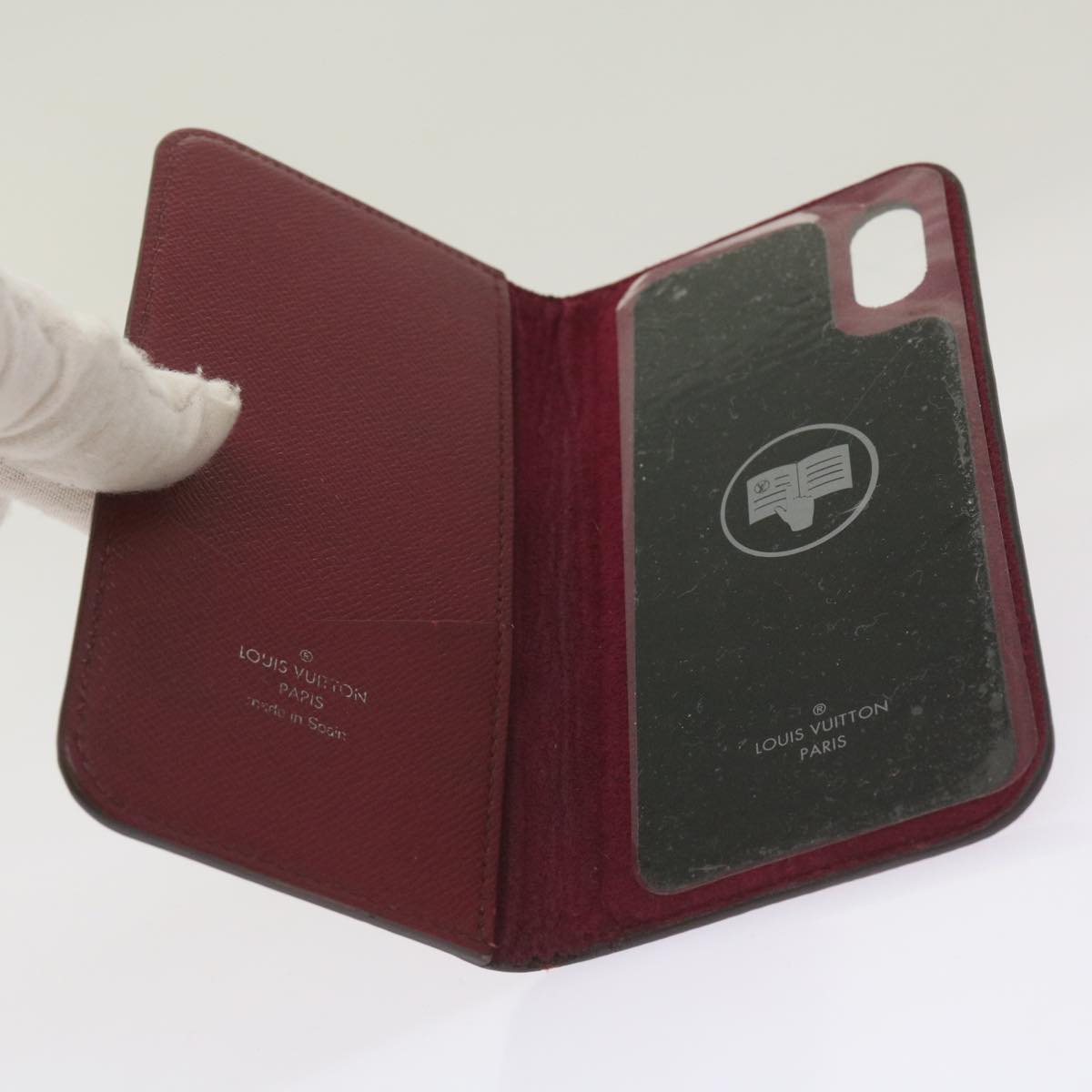 Louis Vuitton Iphone Case Burgundy Leather Phone Jewelry