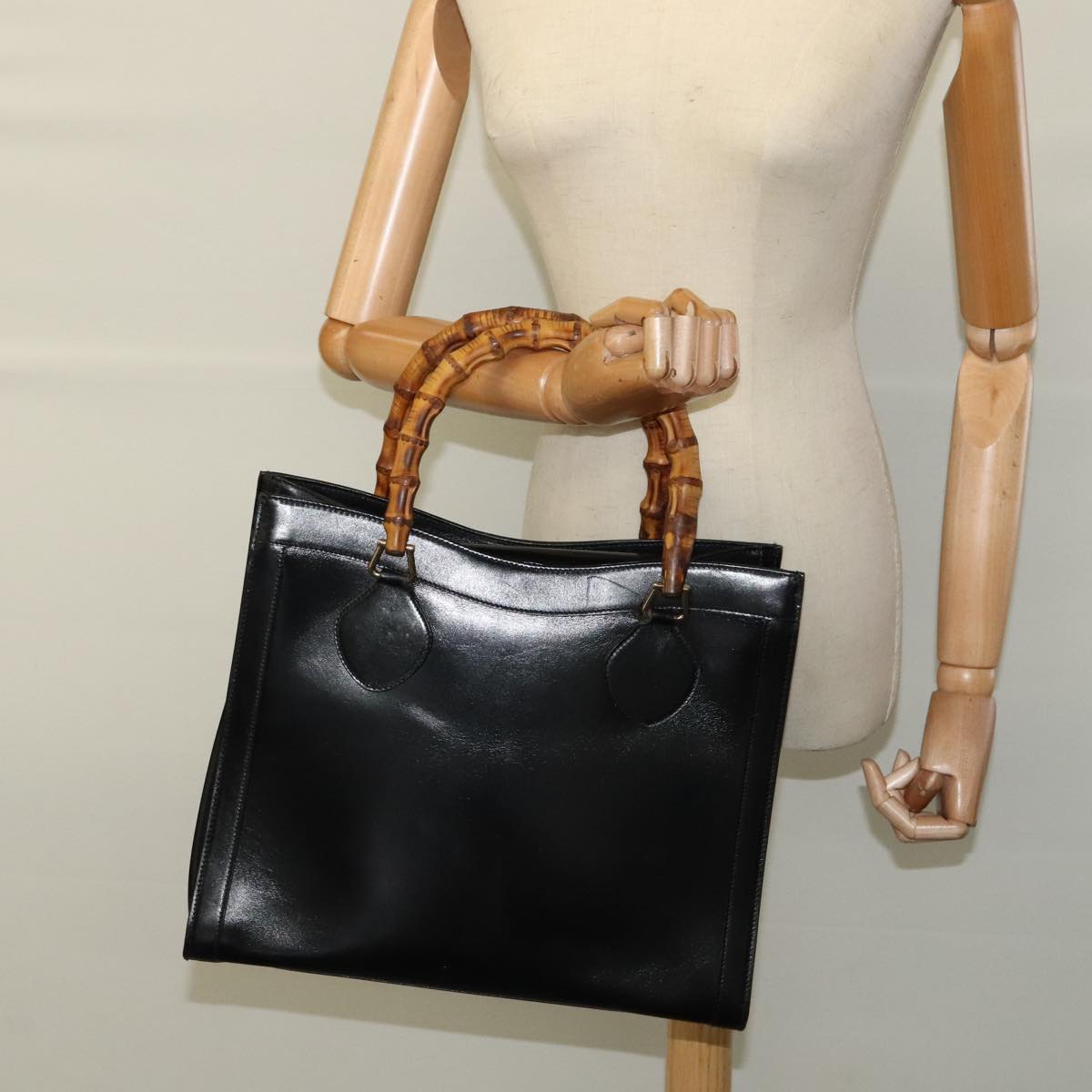 Gucci Bamboo Black Leather Handbag