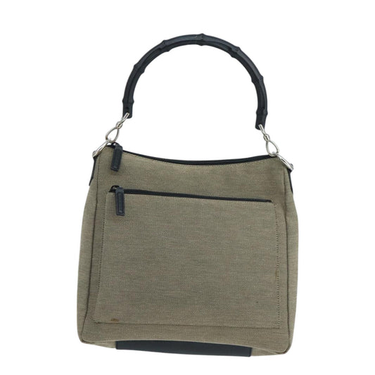 Gucci Bamboo Beige Canvas Shoulder Bag ()