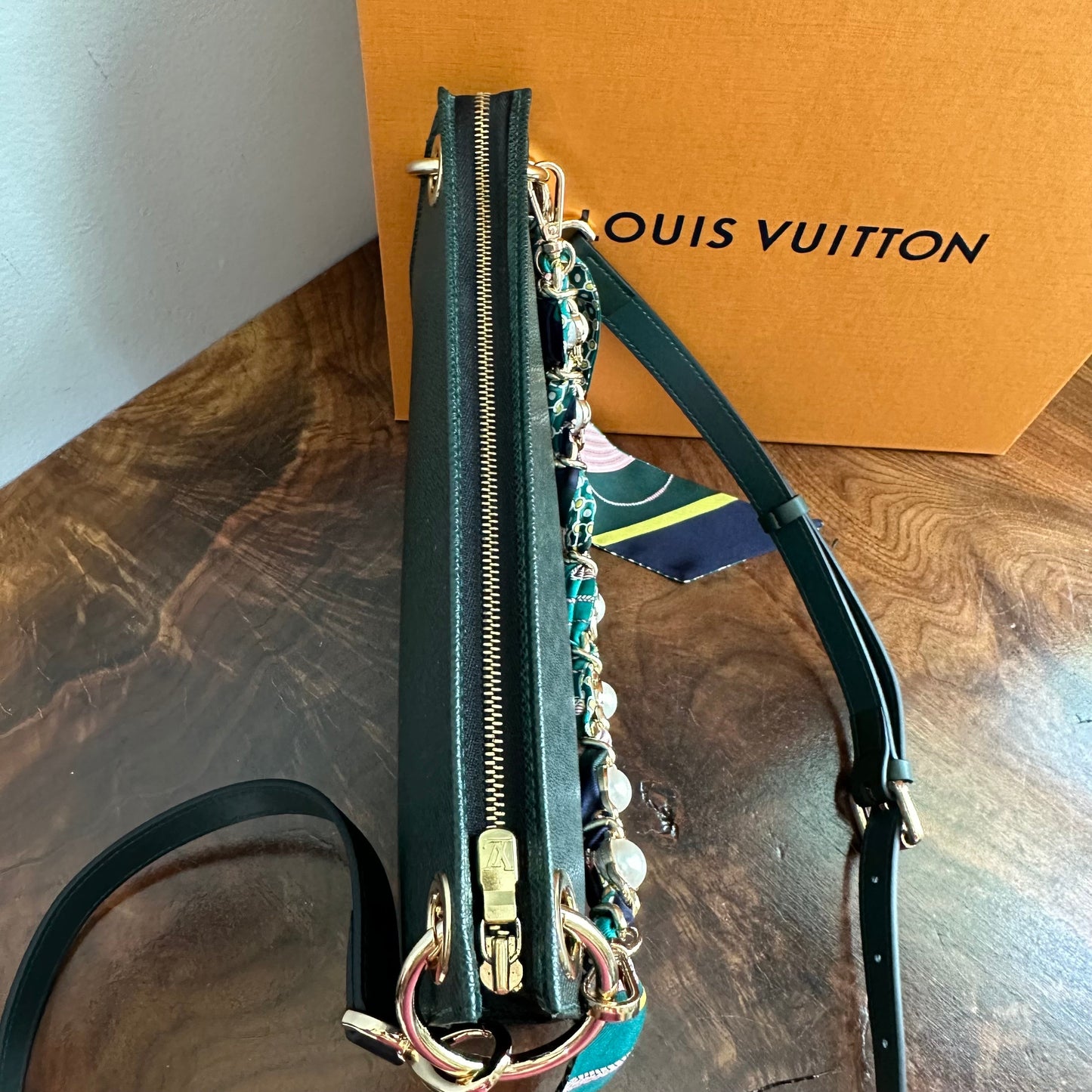 The Swan Crossbody -Orvis bags LV Taiga Leather in Dark Green