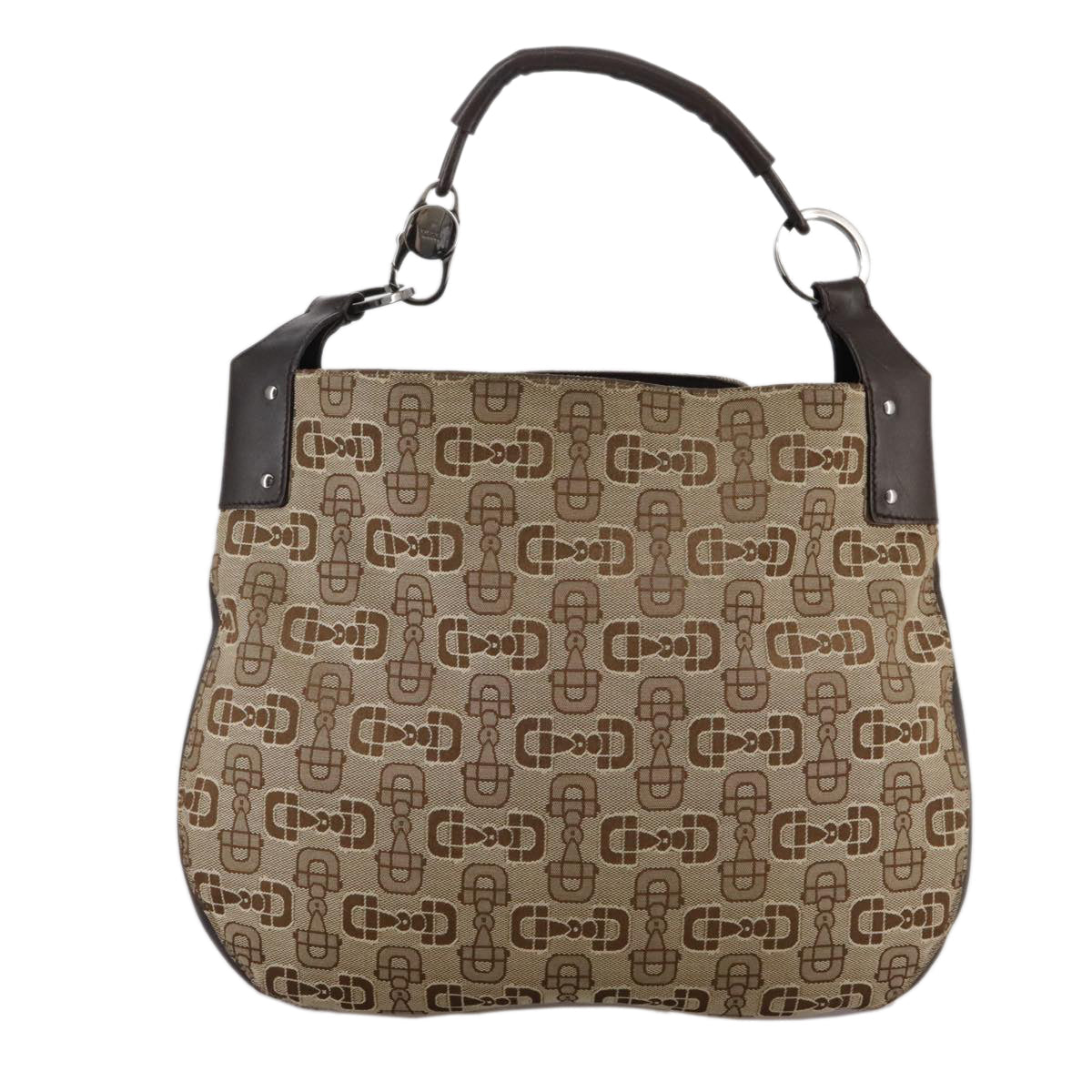 Gucci Horsebit Brown Canvas Handbag ()