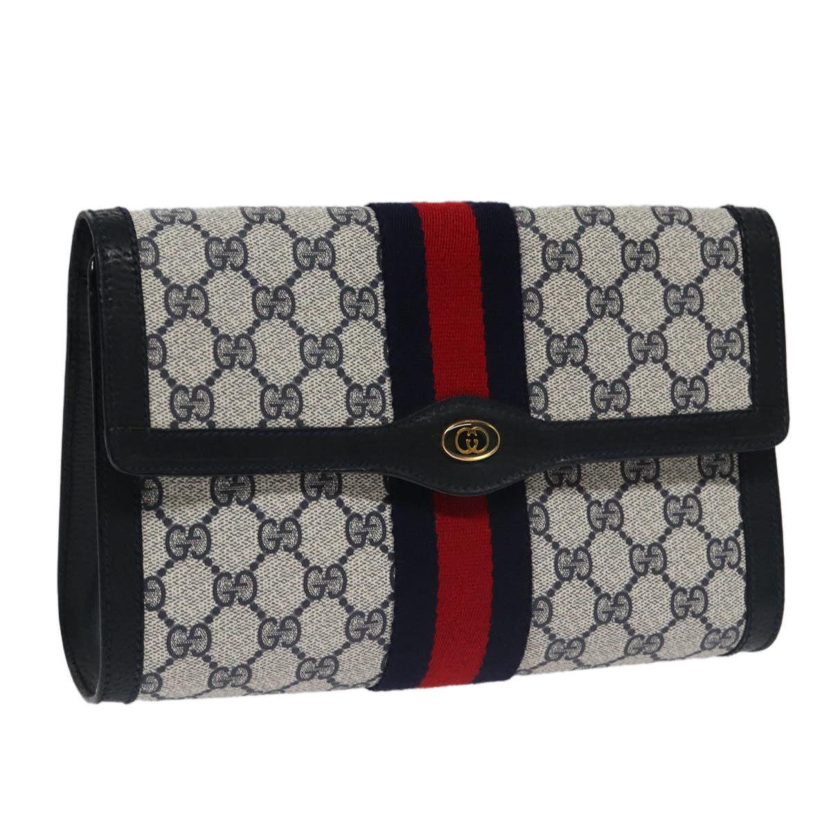 Gucci Gg Canvas Navy Canvas Clutch Bag