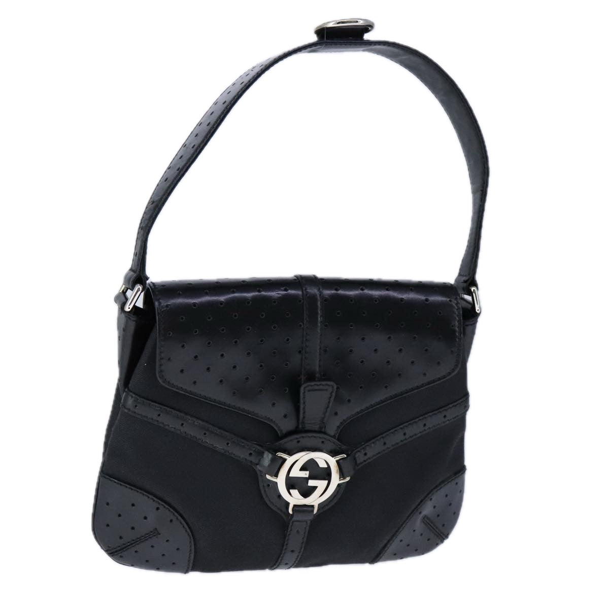 Gucci Interlocking G Black Canvas Shoulder Bag