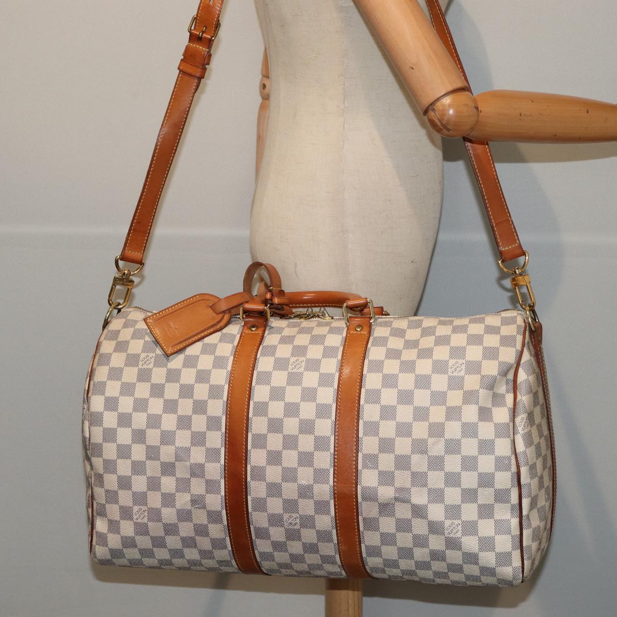 Louis Vuitton Keepall Bandouliere 45 White Canvas Travel Bag