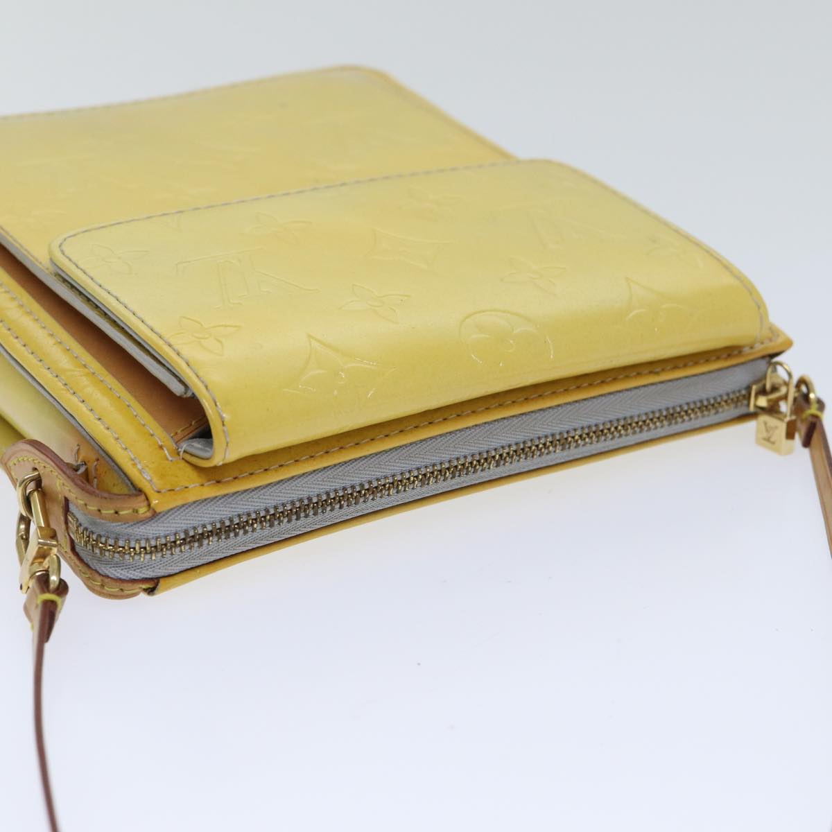 Louis Vuitton Mott Yellow Patent Leather Clutch Bag