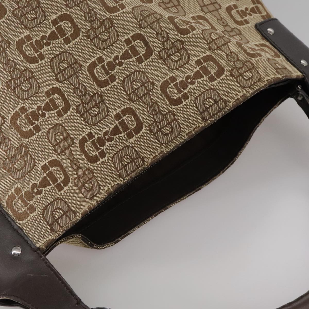 Gucci Horsebit Brown Canvas Handbag