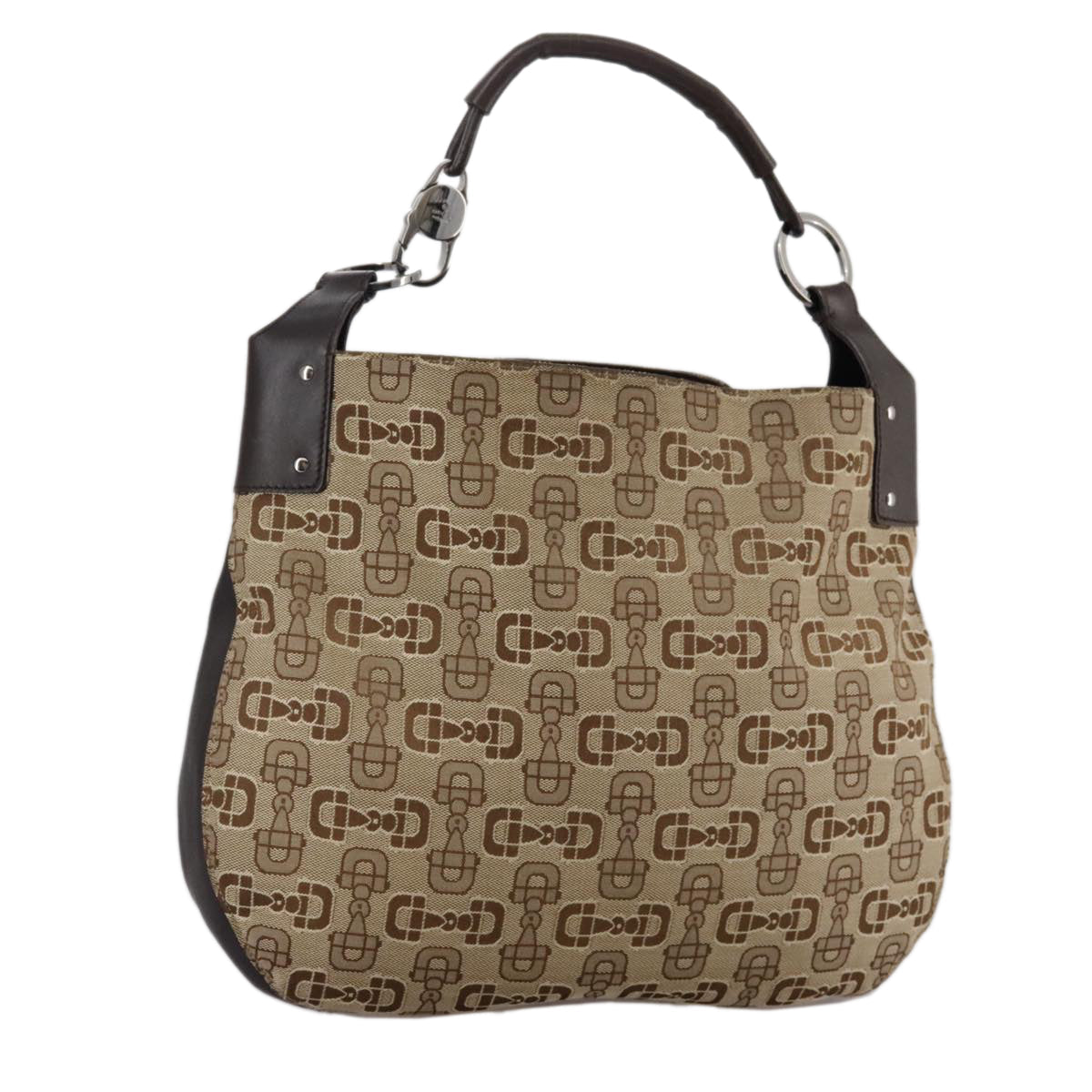 Gucci Horsebit Brown Canvas Handbag