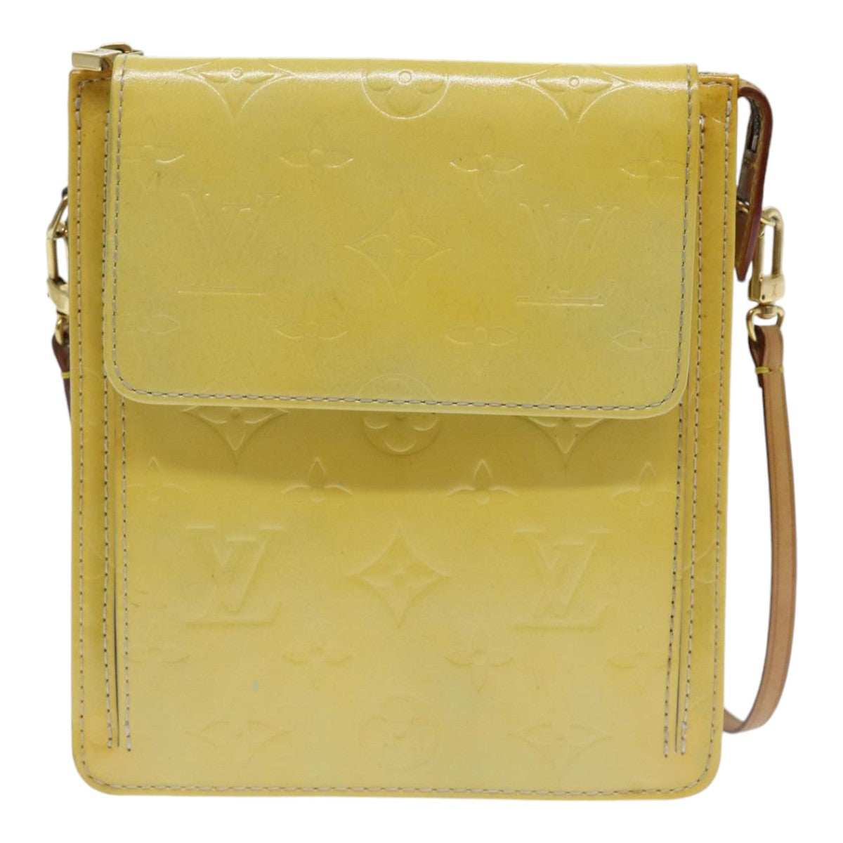 Louis Vuitton Mott Yellow Patent Leather Clutch Bag