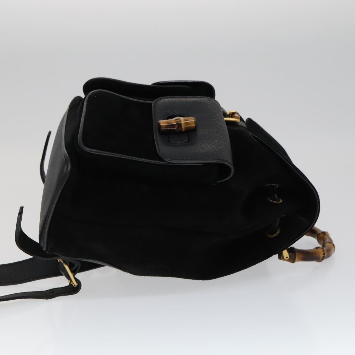 Gucci Bamboo Black Suede Backpack Bag