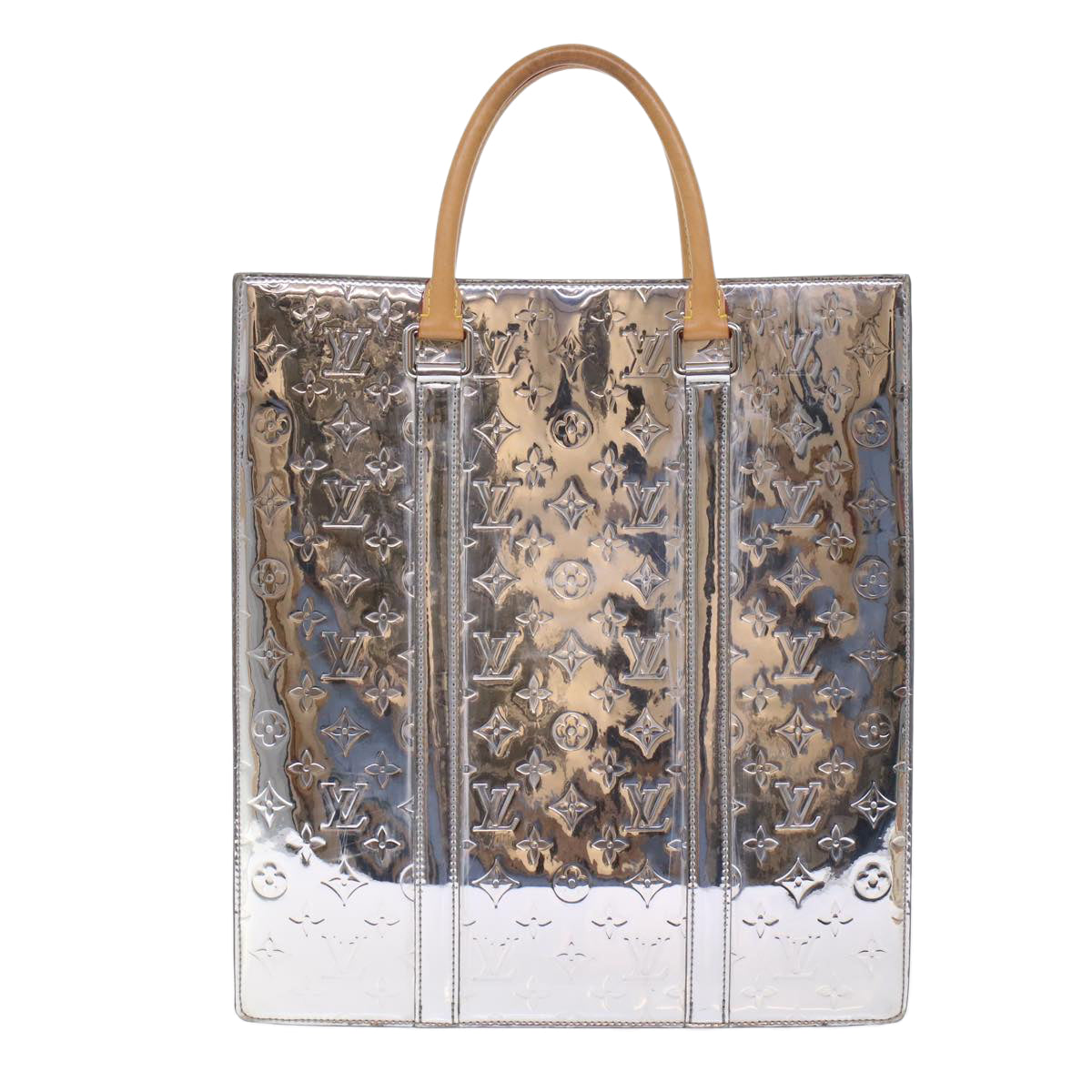 Louis Vuitton Sac Plat Silver Canvas Handbag