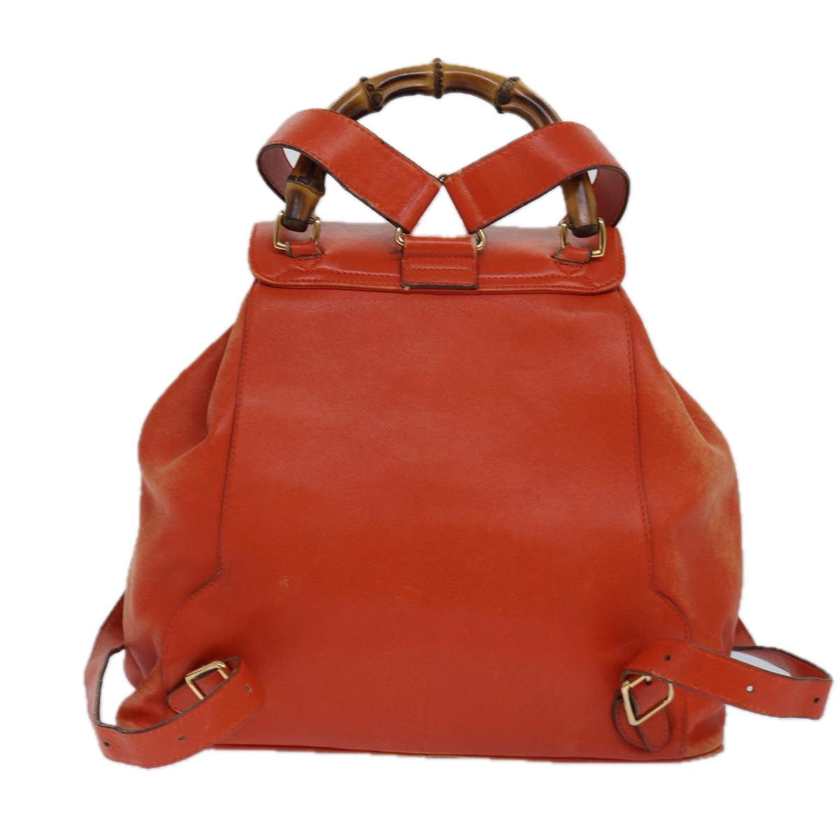 Gucci Bamboo Orange Leather Backpack Bag