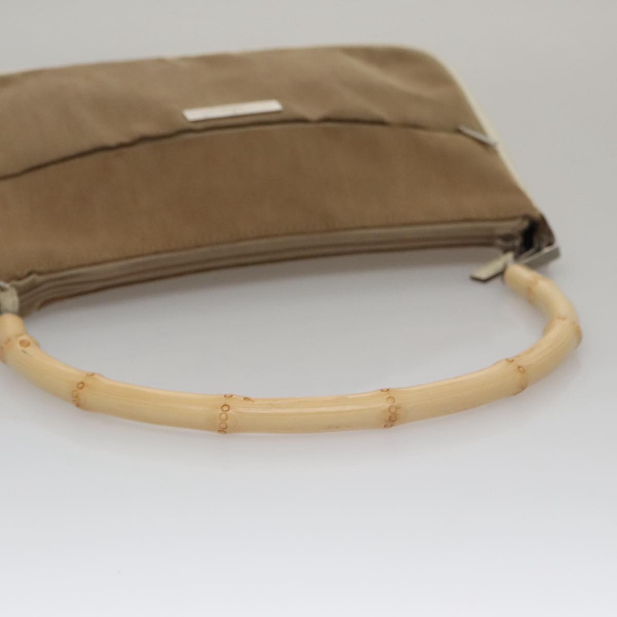Gucci Bamboo Beige Canvas Shoulder Bag