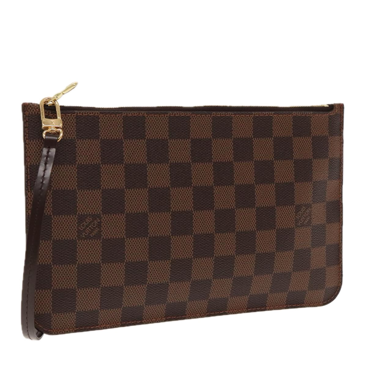 Louis Vuitton Neverfull Pouch Brown Canvas Clutch Bag ()