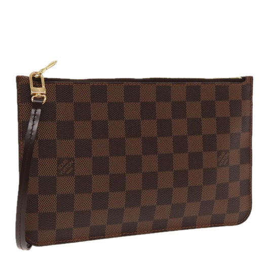 Louis Vuitton Neverfull Pouch Brown Canvas Clutch Bag ()