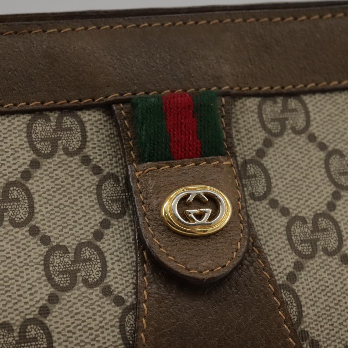 Gucci Ophidia Beige Canvas Clutch Bag