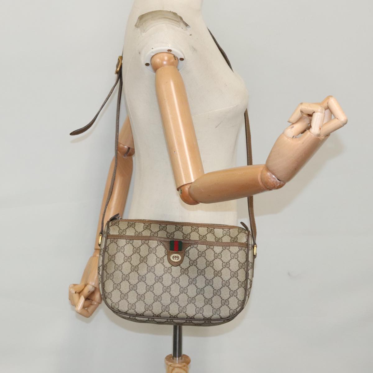 Gucci Ophidia Beige Canvas Shoulder Bag