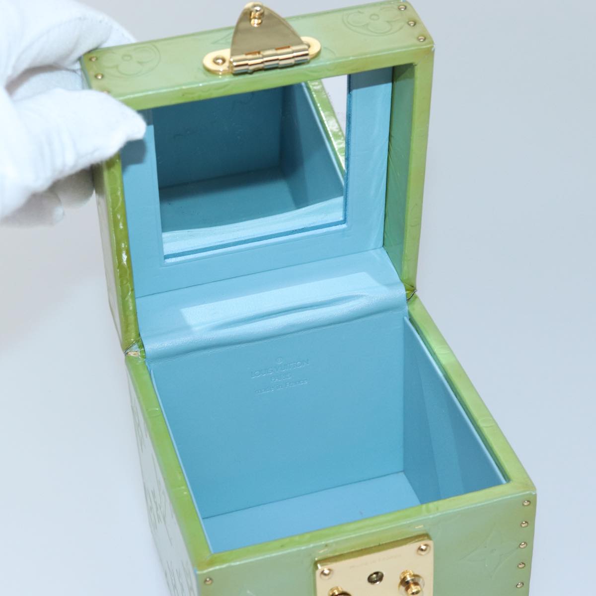 Louis Vuitton Bleecker Green Patent Leather Clutch Bag
