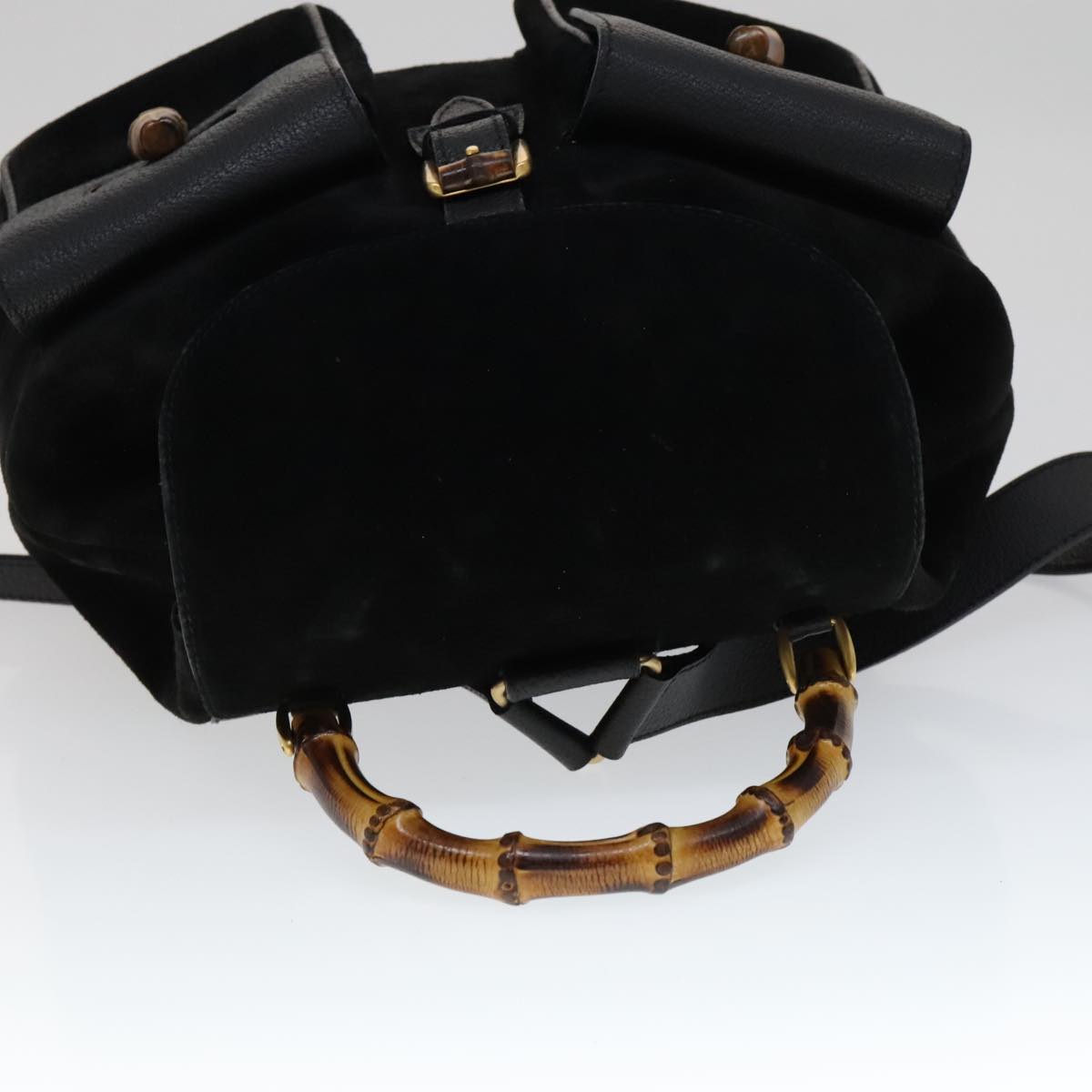 Gucci Bamboo Black Suede Backpack Bag