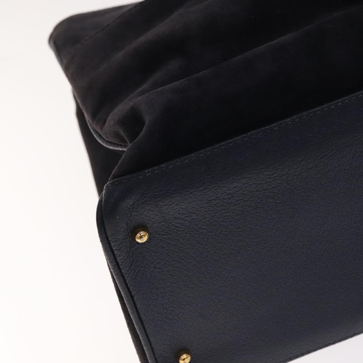 Gucci Bamboo Navy Suede Handbag
