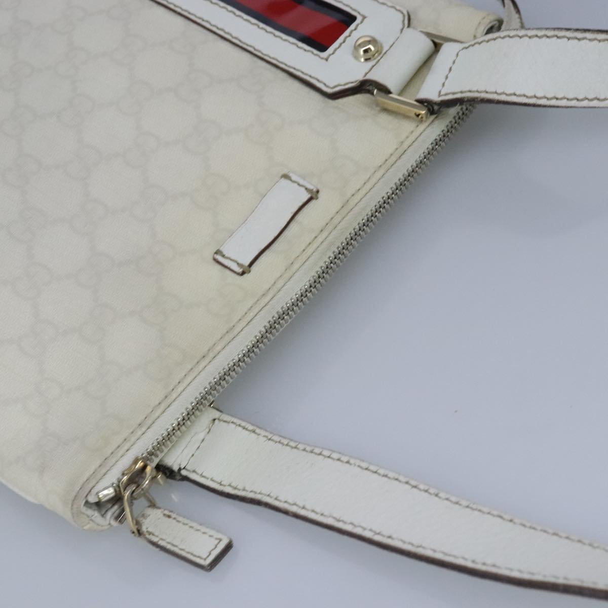 Gucci Ophidia White Canvas Shoulder Bag