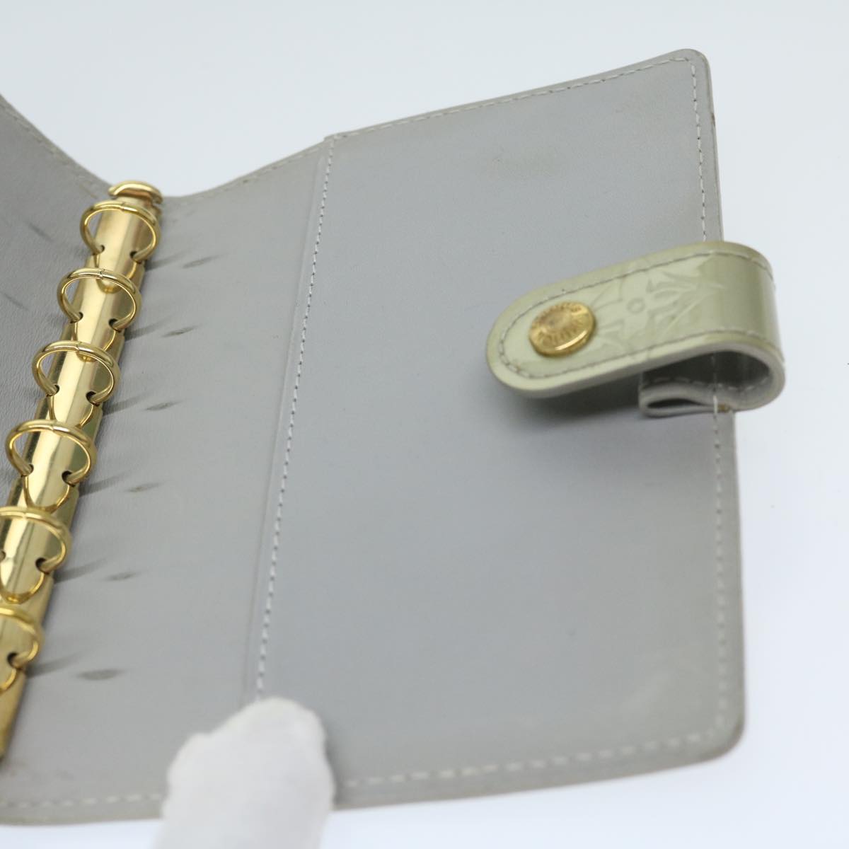 Louis Vuitton Agenda Pm Grey Patent Leather Wallet